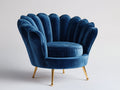 Sessel Samt 88x82x85 cm Blau-Gold - Muschel Design mit Lounge Komfort