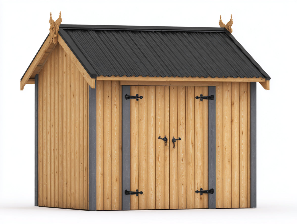 Gartenhäuser aus Holz 240 x 180 x 220 cm - Natur-Schwarz - klassisch für Garten