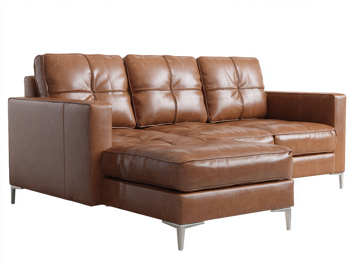 Ecksofa Lederoptik 260x165x85 cm - braun - moderner Wohnstil mit Chaiselongue