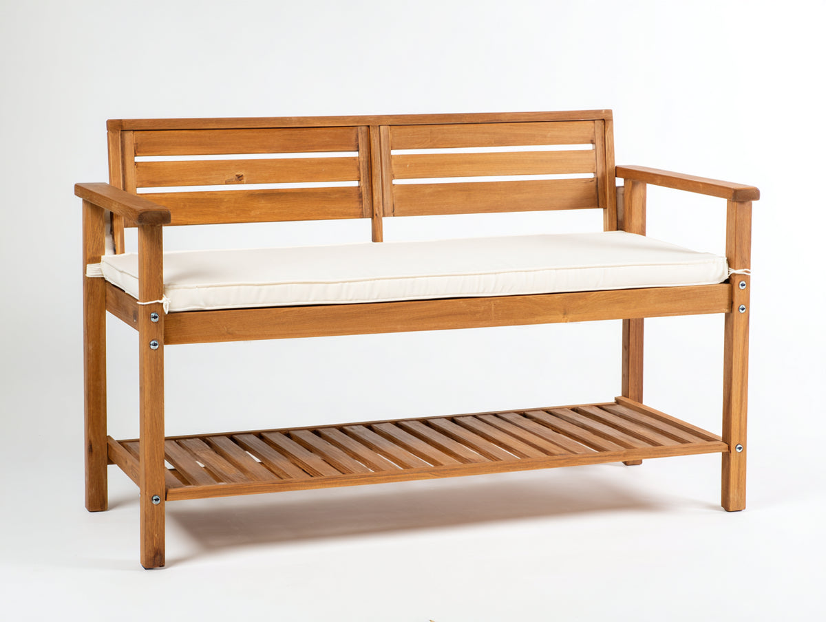 Gartenbank Holz 150x60x90 cm - braun beige - klassischer Stil mit Armlehnen