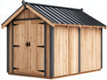 Gartenhäuser Holz 260x200x220 cm - natur schwarz - Gerätehaus mit Doppeltür