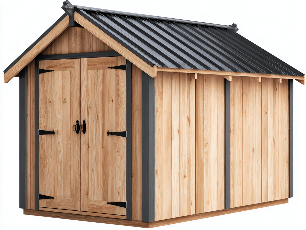 Gartenhäuser Holz 260x200x220 cm - natur schwarz - Gerätehaus mit Doppeltür