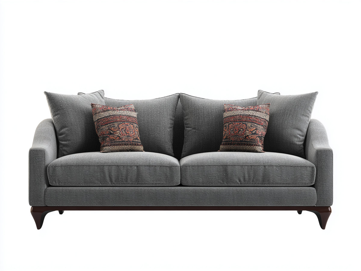 Zweisitzer Sofa Stoff 215x92x82 cm - grau-braun - moderner Stil für Wohnzimmer