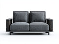 Zweisitzer Sofa Stoffbezug 175x86x82 cm - grau schwarz - moderner Stil mit Holzarmlehnen