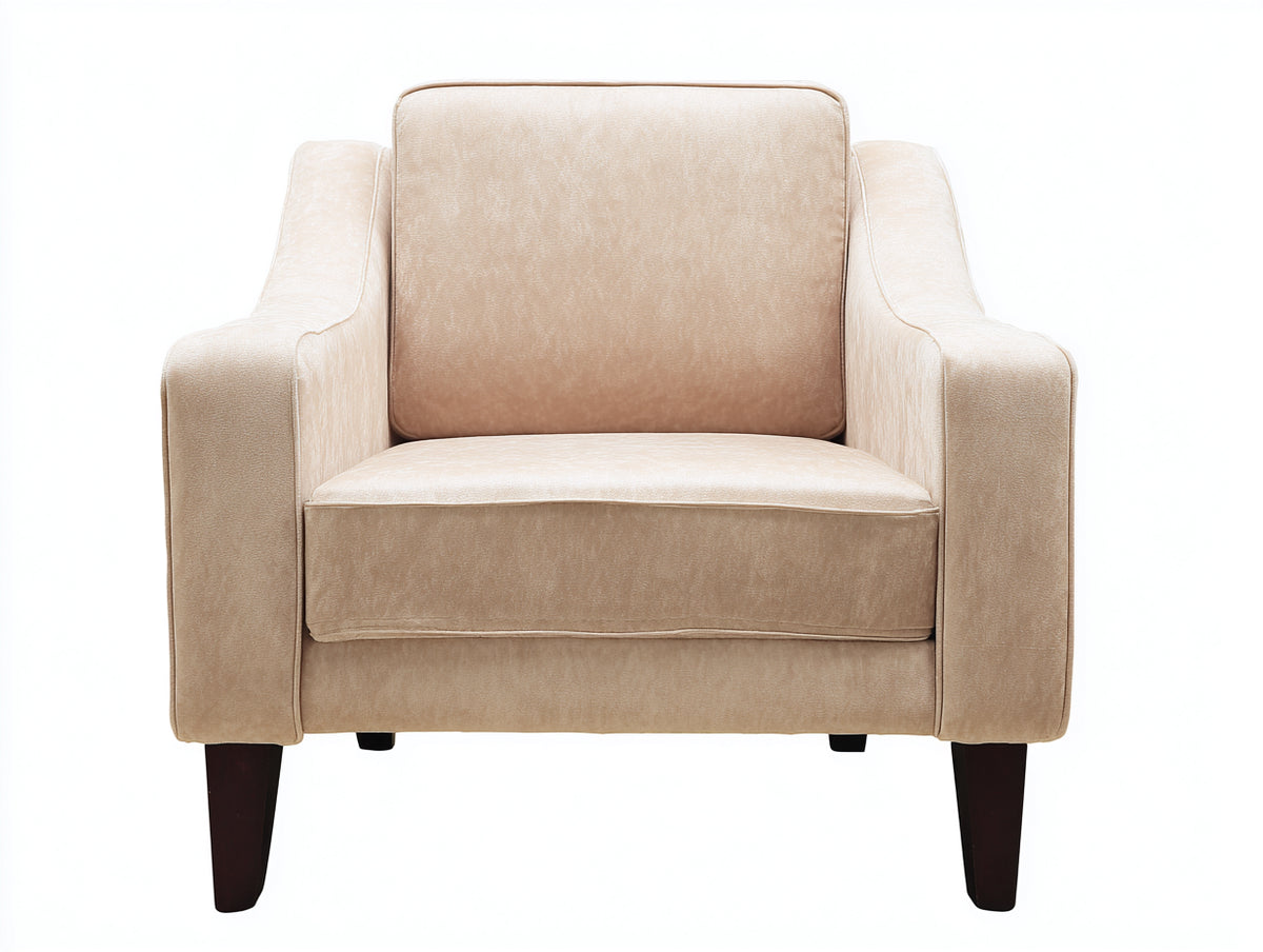 Sessel Samtoptik 88x82x90 cm - beige - klassischer Wohnstil mit Holzbeinen