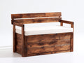 Gartenbank 150x58x92 cm - Holz in Braun mit Sitzauflage in Beige - rustikaler Gartenstil