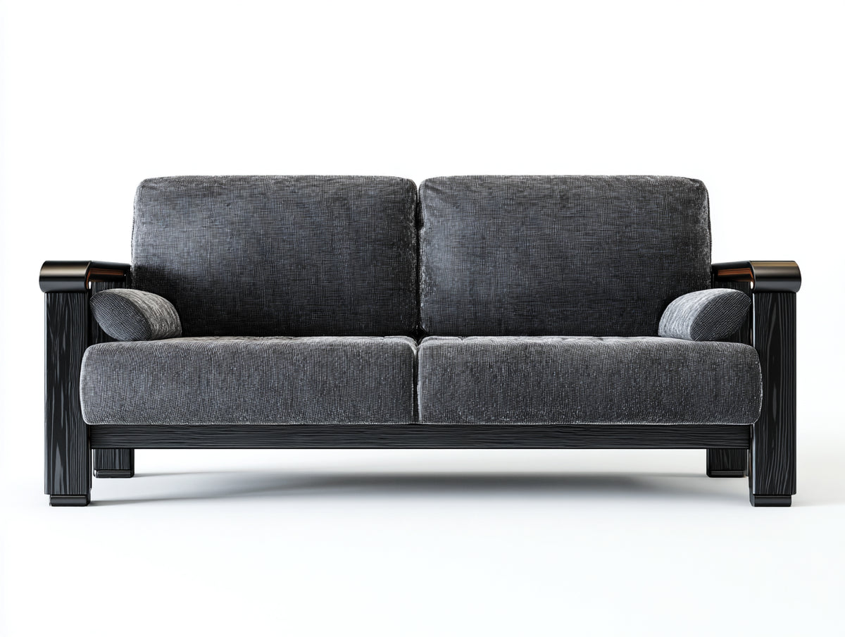 Zweisitzer Sofa Stoff 210x88x78 cm - grau-schwarz - moderner Stil für Wohnzimmer