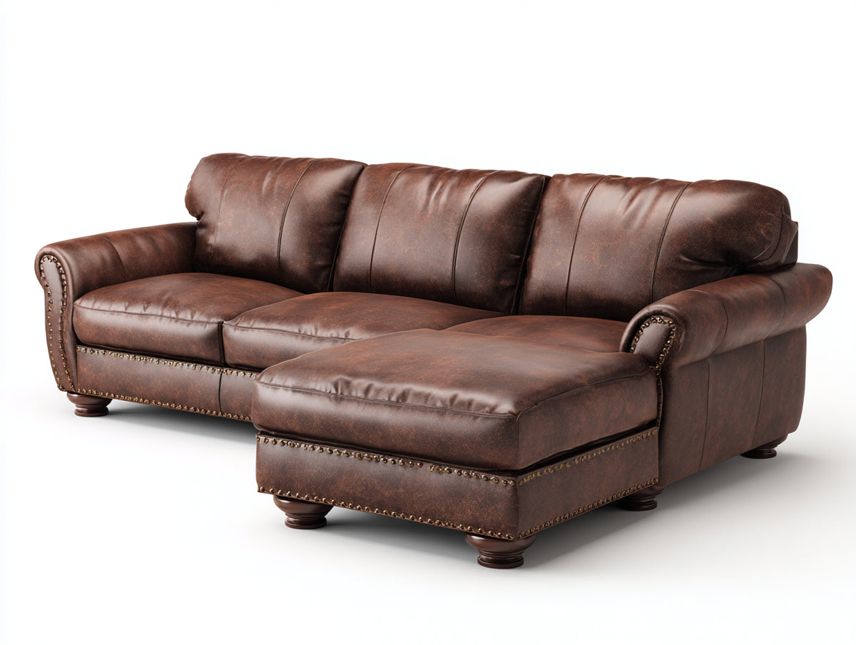 Ecksofa Kunstleder 275x170x88 cm Braun - Vintage Stil mit Komfortliegefläche