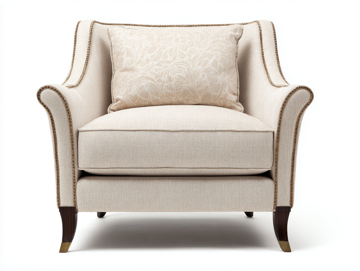 Sessel Stoff 98x92x90 cm Beige - Klassischer Loungesessel mit Komfortpolsterung