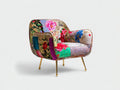 Sessel Stoff 85x78x82 cm Mehrfarbig-Gold - Florales Akzentdesign