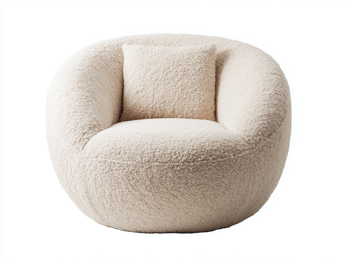 Sessel Teddy Stoff 100x92x78 cm - creme - runder Lounge Stil
