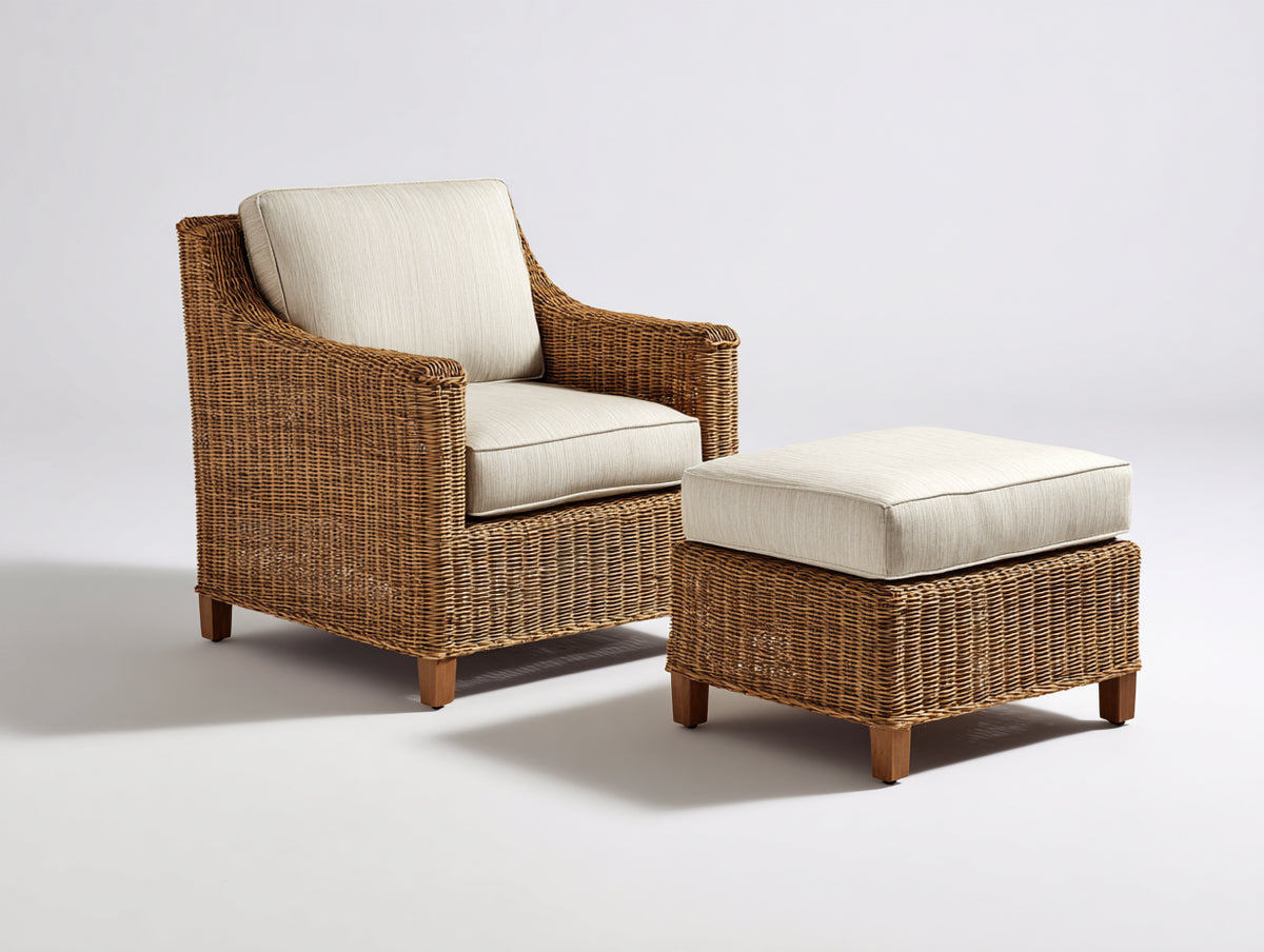 Polyrattan Gartensessel 86x80x92 cm - braun-beige - natürlicher Stil für Garten und Terrasse