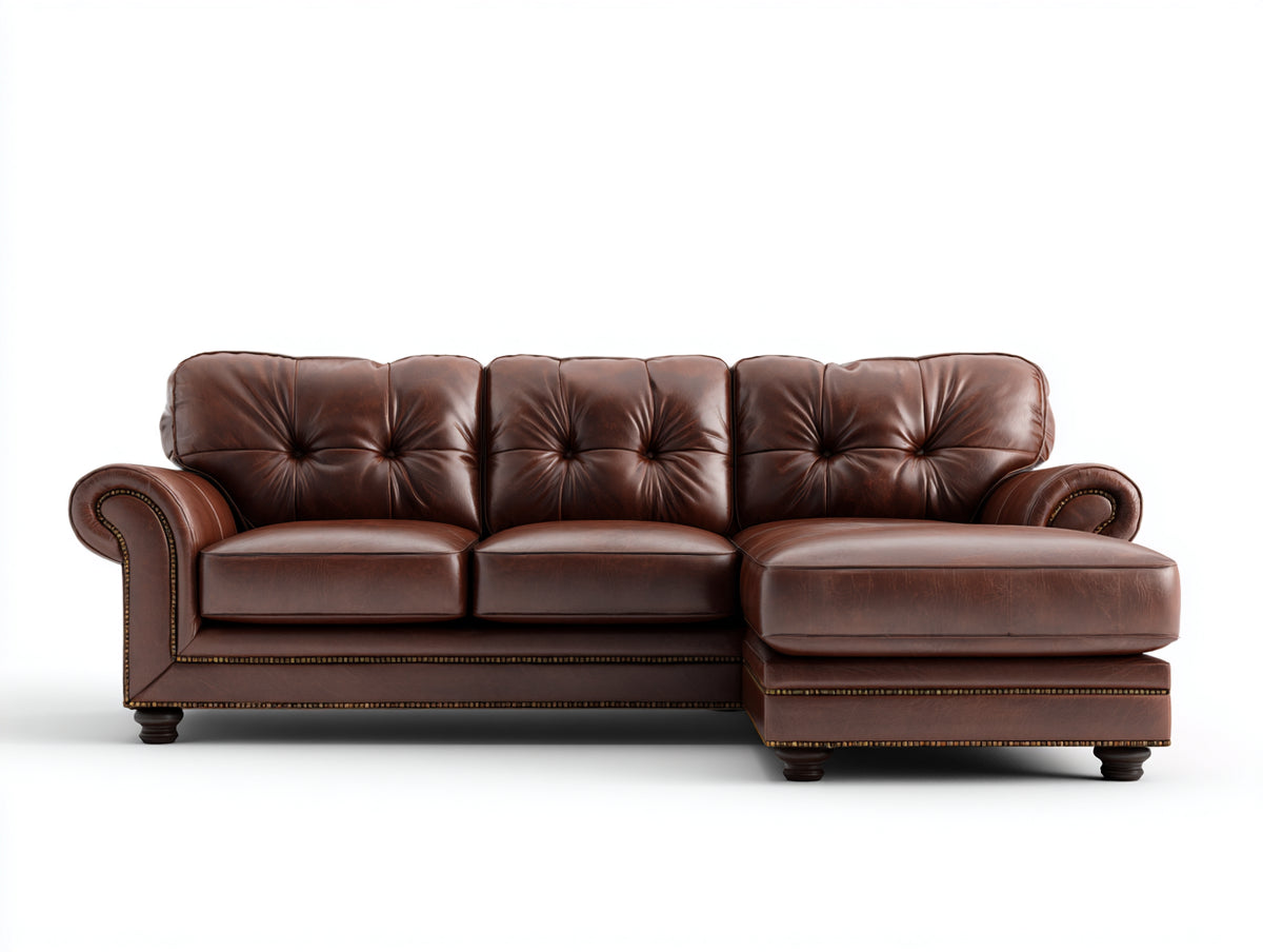 Ecksofa Lederoptik 280x160x88 cm - dunkelbraun - klassischer Stil mit Chaiselongue