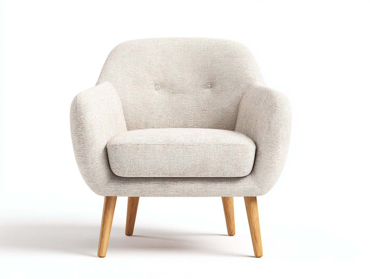Sessel 82x78x84 cm - Stoff in Beige und Holzfüße - skandinavischer Wohnstil