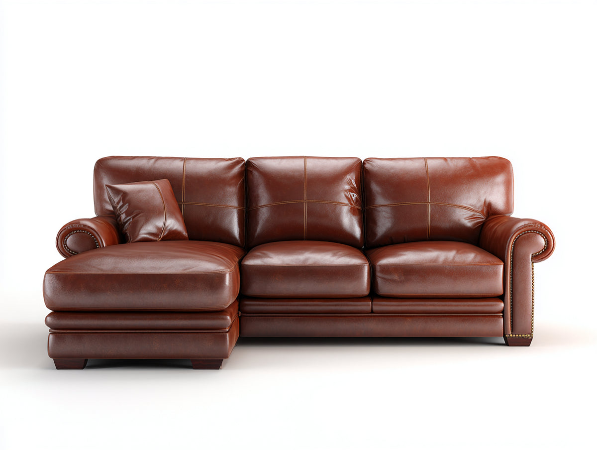 Ecksofa 255x165x88 cm - Kunstleder in Braun - klassischer Wohnstil