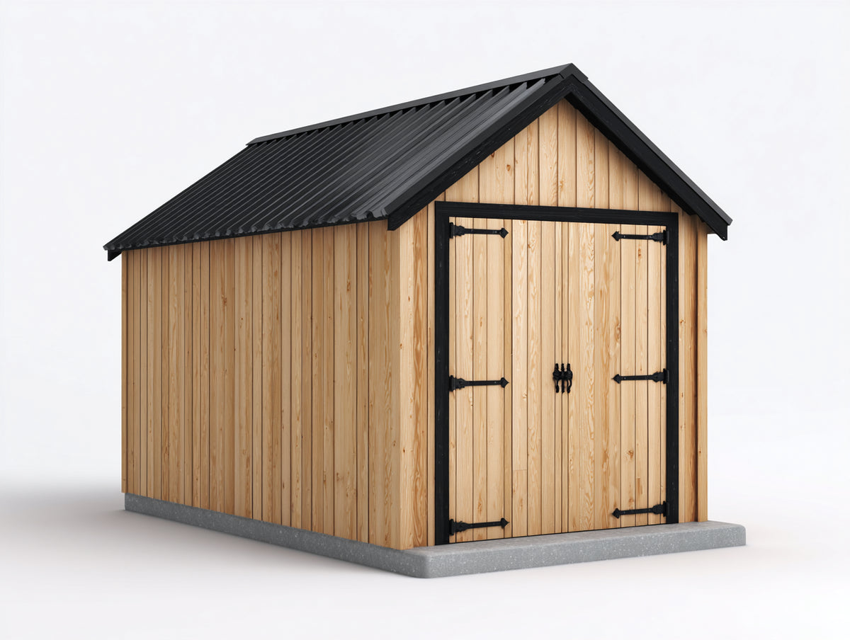 Gartenhäuser Holz 320x260x245 cm Naturbraun-Schwarz - Modernes Gerätehaus mit Satteldach