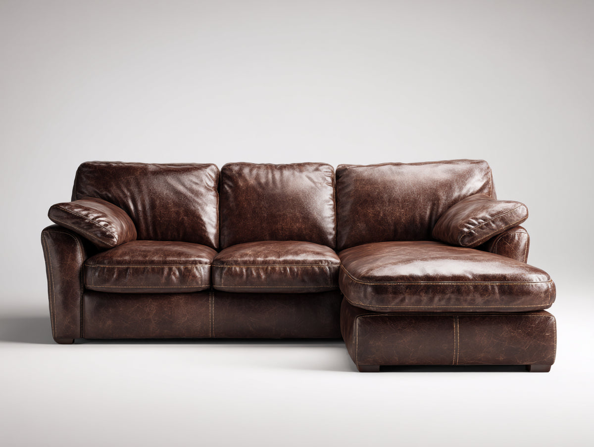 Ecksofa in Lederoptik 265 x 160 x 82 cm - Braun - modern für Wohnzimmer