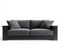 Zweisitzer Sofa 200x90x78 cm - Stoff in Dunkelgrau und Holzoptik in Schwarz - moderner Wohnstil