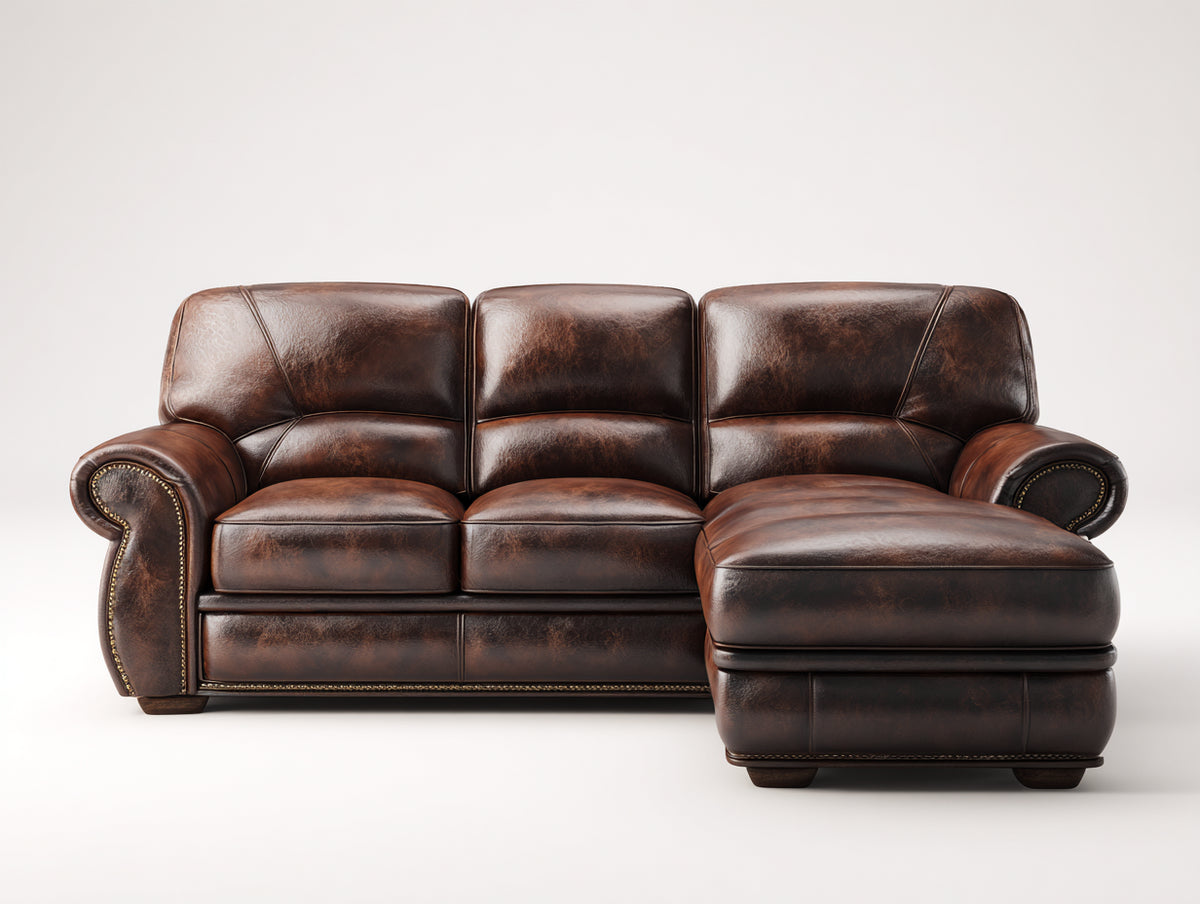 Ecksofa Kunstleder 255x160x86 cm Braun - Klassisches Design mit Ottomane
