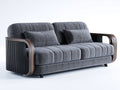 Zweisitzer Sofa Stoff 190x85x82 cm Grau-Schwarz - Modernes Design mit Holzoptik Armlehnen
