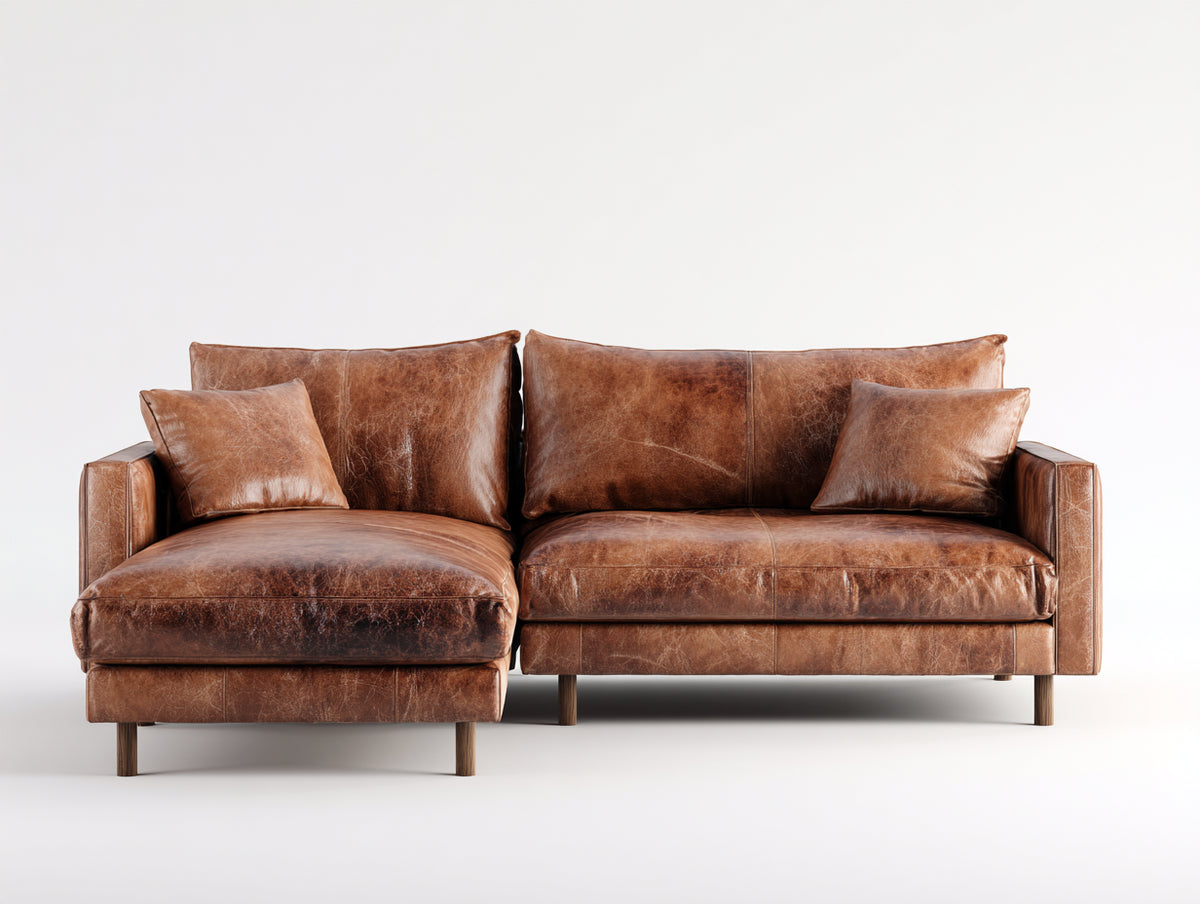 Ecksofa in Lederoptik 255 x 170 x 86 cm - Braun - modern für Wohnzimmer
