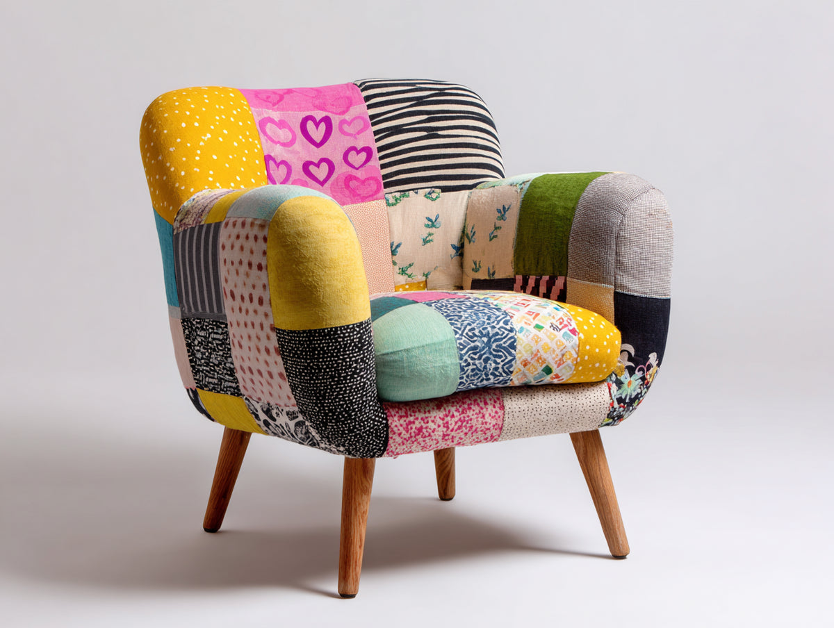 Sessel Stoff 78x72x85 cm - mehrfarbig - Patchwork-Stil für Wohnzimmer