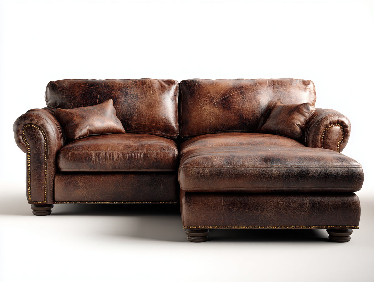 Ecksofa Lederoptik 240x160x86 cm - dunkelbraun - klassischer Chesterfield Stil