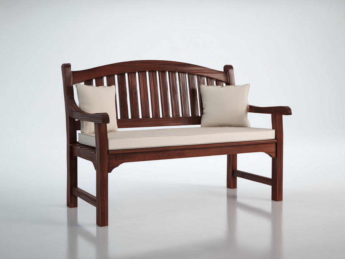 Gartenbank Holz 155x58x92 cm Braun-Beige - Klassisches Design mit Sitzpolster