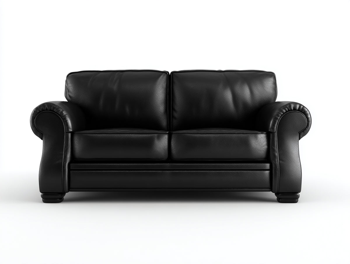 Zweisitzer Sofa in Lederoptik 180 x 88 x 82 cm - Schwarz - klassisch für Wohnzimmer