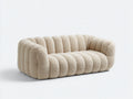 Zweisitzer Sofa Teddy Stoff 185x92x76 cm - creme - modernes geripptes Lounge Design